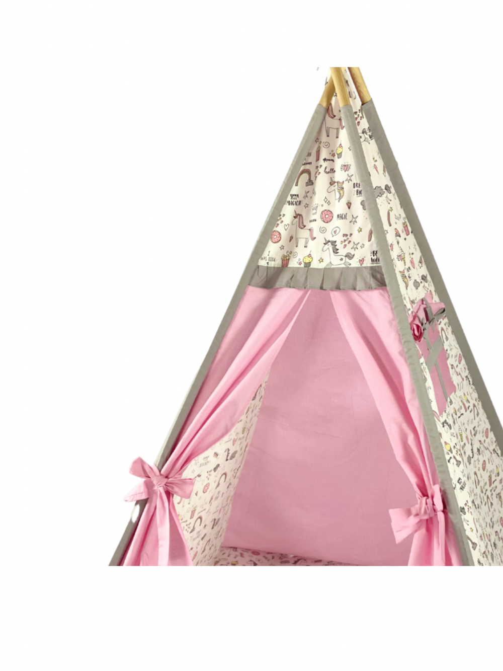 Children's Tent - teepee tent Pink-Gray