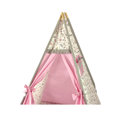 Children's Tent - teepee tent Pink-Gray