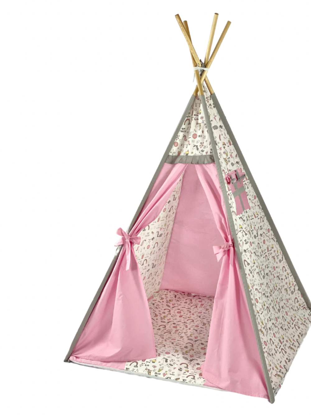 Παιδική Σκηνή - teepee tent Pink-Grey