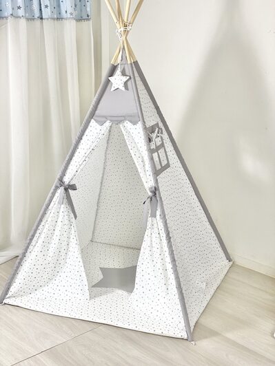 Children's Tent - teepee tent White And Gray