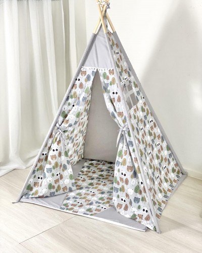 Children's Tent - Teepee Tent Gray Stars
