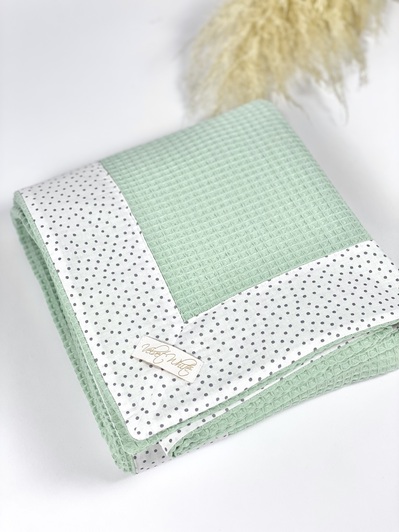 Dusty Mint And Dots Pique Blanket