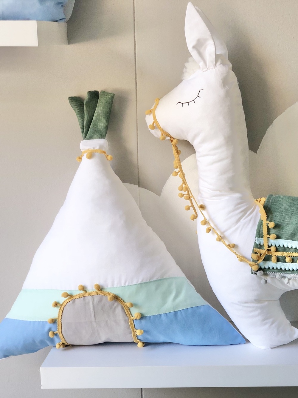 Children's decorative pillow Lama, Cactus and Tent