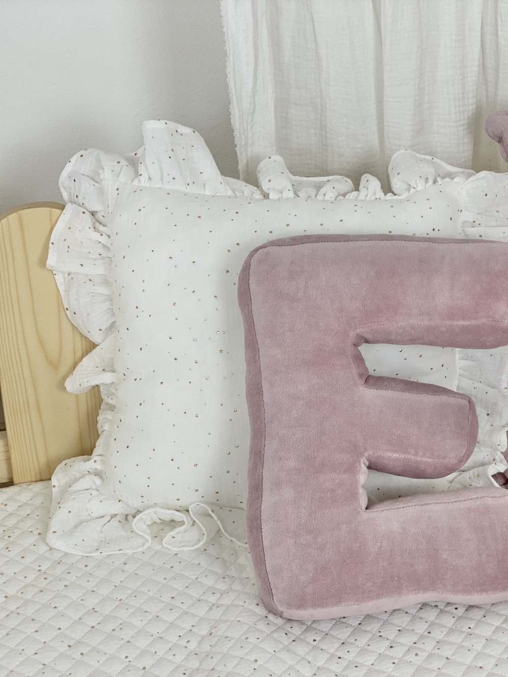 Children's Decorative Pillow Monogram Pink Velvet