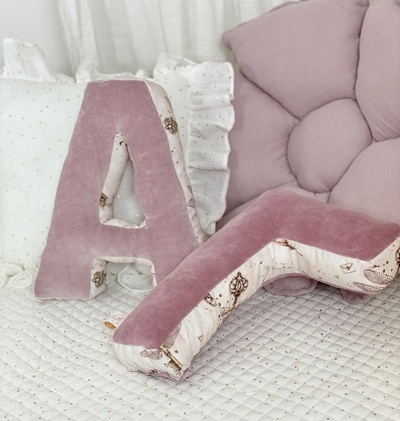 Children's Decorative Pillow Monogram Old Pink