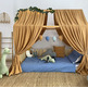 Bed Curtains-Canopy Bed Cream Flowers