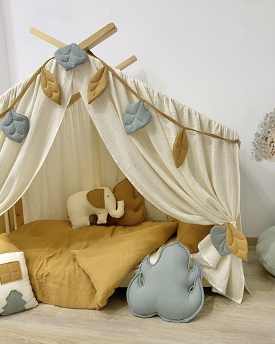 Bed Curtains-Canopy Bed Cream 