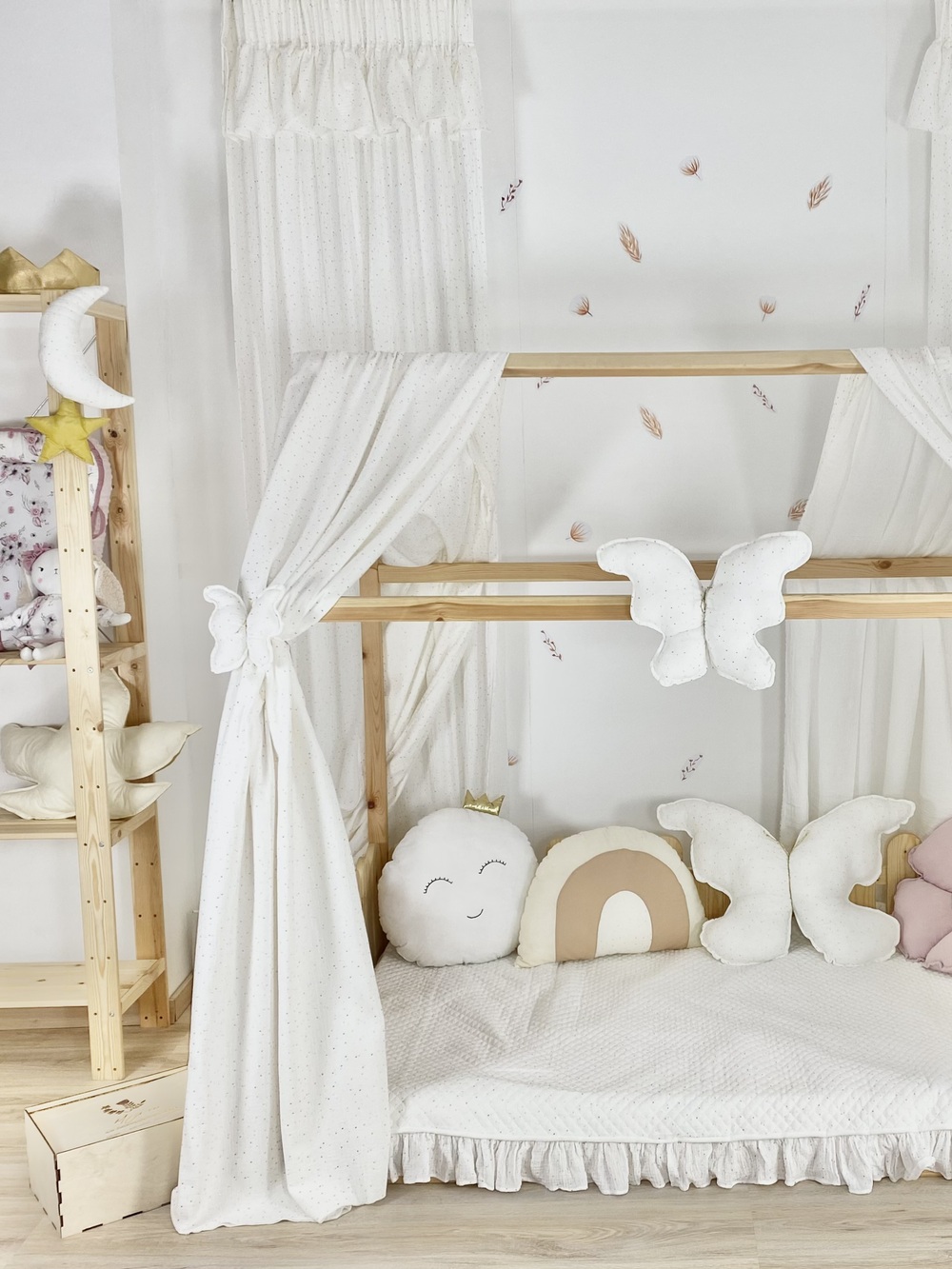 Κουρτίνες κρεβατιού-Canopy Bed White Butterfly