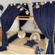 Bed Curtains-Canopy Bed Cream Flowers