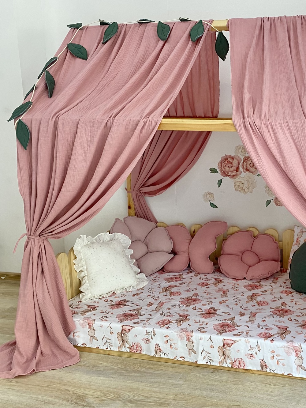 Bed Curtains-Canopy Bed Old Rose