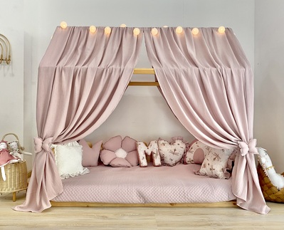 Bed Curtains-Canopy Bed Pink Butterfly