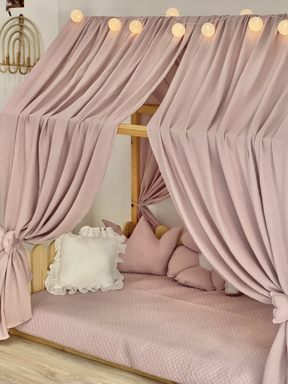 Bed Curtains-Canopy Bed Pink Butterfly
