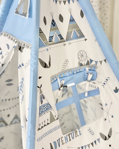 Children's Tent - teepee tent Indian Blue