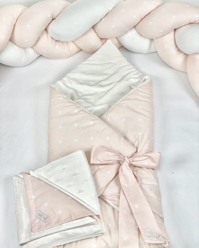 Set of Baby Horn pink dots, Blanket And Braid